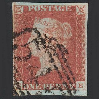 P32 Gb Qv 1841 1d Penny Red - Brown Plate 74 Sg8 Ee Fu Newcastle (545) 4 Margins