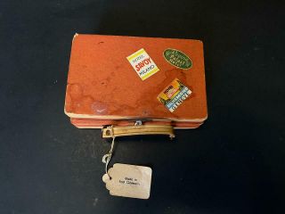 Antique Tiny German Bisque Baby Doll In Travel Suitcase W/Accessories Vintage 2