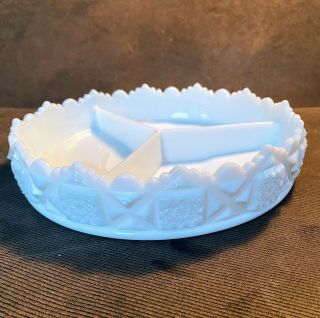 Westmoreland Old Quilt White Milk Glass 3 - Part Divided Dish Relish Tray