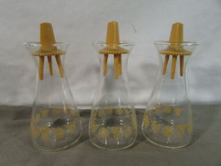 Set Of 3 Vintage Pyrex Butterfly Gold Salt & Pepper Shakers