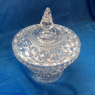 Vintage Anchor Hocking Wexford Clear Glass Candy Dish With Lid
