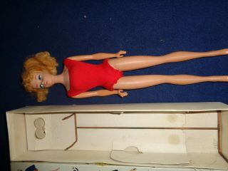 1962 Mattel Barbie Japan Stock 850 Ash Blond Bubble Cut Doll With Stand