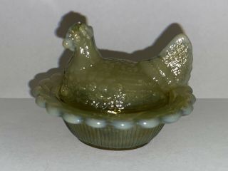 Mosser Glass Hen On Nest Chick Salt - Sage/olive Green (w/ Mark)