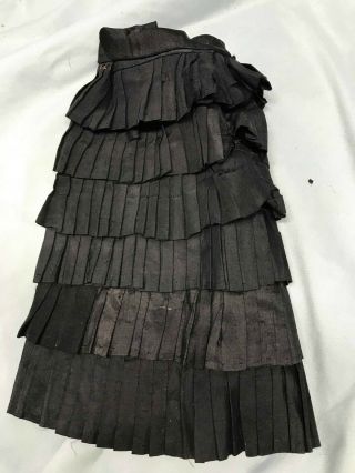 Black Silk Pleated Tiered Skirt For French Fashion Doll Poupee