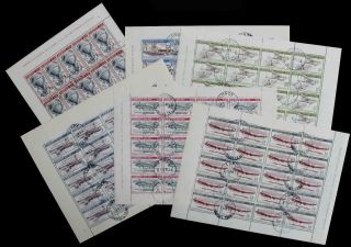 Gb/lundy: 1954 Set Of 6 Full 5 X 4 Sheets - Cancelled To Order (33617)