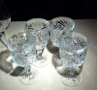 Four Rock Sharp Libbey Hobstar Goblets.  Classics Disc In 2009 Clear 7.  25 "