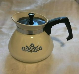 Vintage Corning Ware 6 Cup Blue Cornflower Tea Coffee Pot