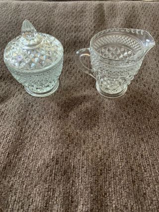 Vintage Cut Glass Cream And Sugar Bowl With Lid