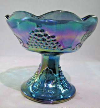 Candle Holder Indiana Glass Blue Carnival Pedestal