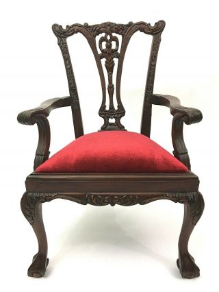 Chippendale Style Arm Chair For Doll Bear Collectors Claw Foot Chair 18.  75” Gift