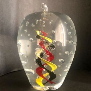 Art Glass Apple Controlled Bubbles,  Bullicante Spiral Paperweight,  Kraft Style 2