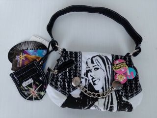 Disney Hanna Montana Miley Cyrus Black And White Small Purse With Coin Purse