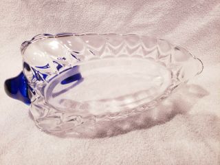 Art Glass Swan Cobalt Blue and Clear Glass Candy Bowl Trinket Dish 3