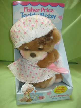 Vintage 1986 Fisher Price 1403 Teddy Beddy Betsy Bear Plush Crib Toy Nrfb