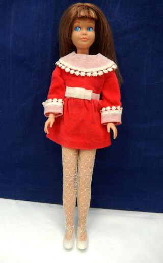 Vintage Barbie 1964 Two Tone Brunette Skipper Doll 0950 W/ Velvet Blush Outfit
