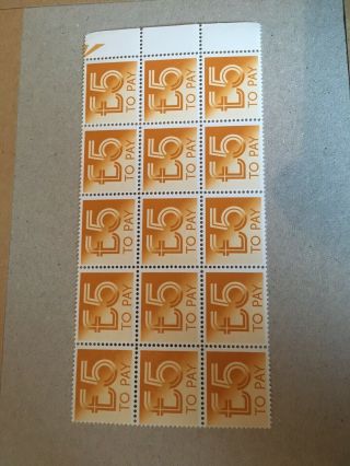 15x Mnh 1982 £5 “to Pay” Postage Due Stamps