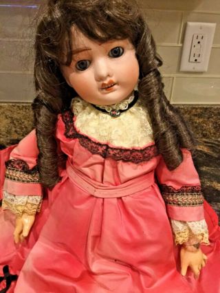 Antique 21” French Porcelain Doll With Composition Body