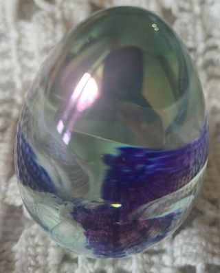 Stunning Iridescent Easter Egg Signed Mt Saint Helen Gorgeous Msh 88 Art Glass