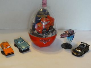 Disney Pixar Cars Gemmy Industries Egg W/confetti & Sounds,  & 4 Cars Figures Htf