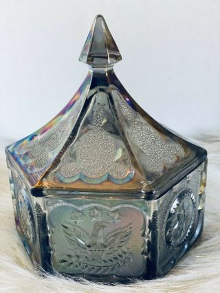 Vintage Iridescent Hexagon Indiana Tiara Glass Candy Dish