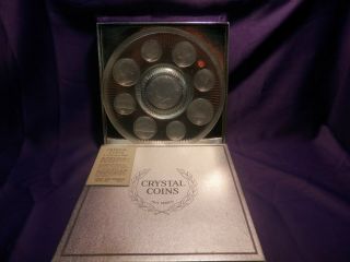 CRYSTAL COINS CRYSTAL COIN PLATE 1964 SERIES BY IMPERIAL GLASS CORP.  JFK DOLLAR 2
