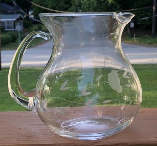 Princess House Clear Crystal 40oz Bulbous Ice - Lip Pitcher Heritage Pattern Cut