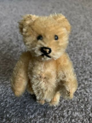 Steiff Miniature Bear 3.  5 " Vintage Yellow Gold Mohair Bear No Id Buy Now No Res