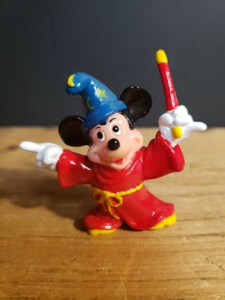 Vintage Mickey Mouse - Sorceror’s Apprentice 2” Pvc Figure Disney Applause Wand Up