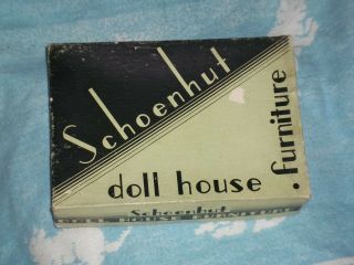 1934 Antique Schoenhut Miniature Dollhouse Bedroom Set 7172 In Orig Box