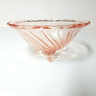 " Swirl " Footed Berry Bowl - Jeanette Glass Co - Circa 1937 - 1938 - Very Good Cond