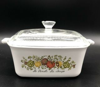 1 Vintage Corning Ware P - 4 - B Spice Of Life Casserole Dish With Pyrex Glass Cover