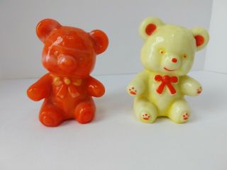 Boyd 2 Glass Fuzzy Bear Bears One Hand Painted Orange Yellow Slag Akro Agate