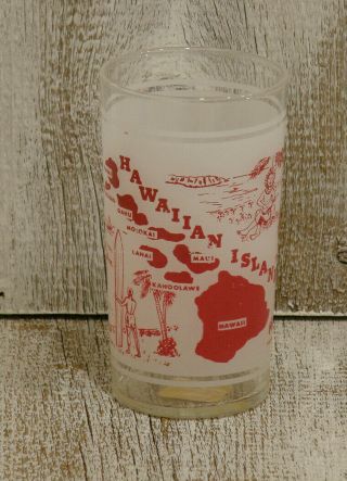 Vintage Frosted State Souvenir Glass Hawaii 4 3/4 " Tall Price Tag