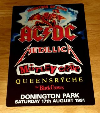 Acdc - Metallica - Monsters Of Rock Castle Donington 1991 8x12 Inch Metal Sign