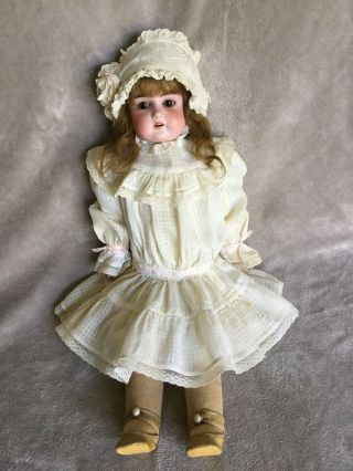 Antique Doll Armand Marseille 21.  5 " Bisque Kid Body Germany W/dress Mohair Wig