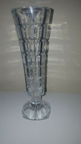 Crystal D’arques Soliflor Bud Vase Clear 24 Lead Crystal Block Pattern 8.  5 "