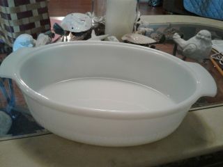 Vintage White Anchor Hocking Fire - King 3 Qt Oval Casserole