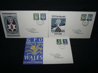 Gb First Day Covers 1967 Regional Definitives Set Of 3.