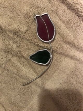 Tiffany & Co.  Stained Glass Suncatcher Red Tulip