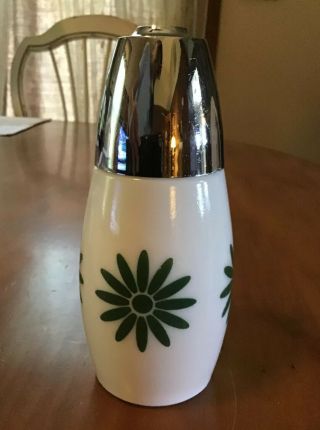 Vintage Gemco Westinghouse Green Daisy Milk Glass Sugar Shaker Dispenser