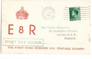 Edward Viii Fdc Illustrated 1/2p Stamp
