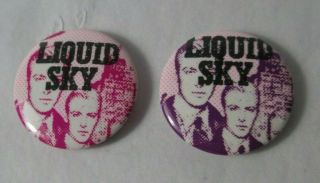 Liquid Sky 2 X Vintage 1982 Us Cult Punk Movie 25mm Badges Pins Buttons
