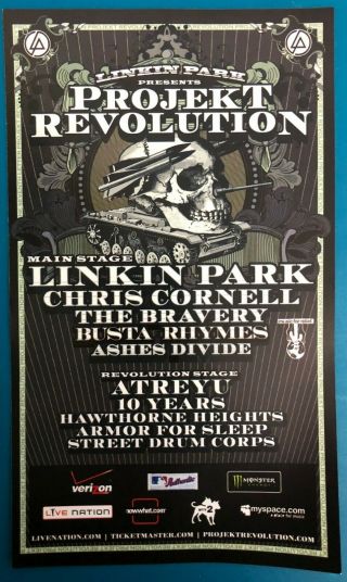 Projekt Revolution 2008 Promo Flyer Handbill Linkin Park Chris Cornell