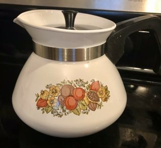 Vintage Corning Ware Spice Of Life 6 Cup Tea Kettle/ Teapot Coffee Pot P - 104