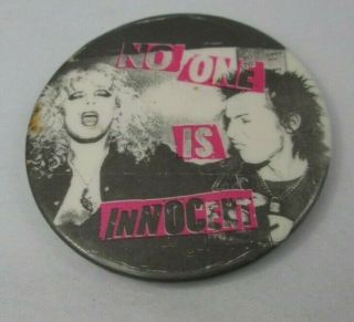 Sex Pistols Sid Vicious & Nancy Vintage 44mm Early 80s Badge Pin Button Punk