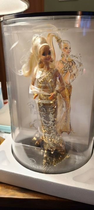 1990 Bob Mackie Gold Barbie Doll With Display Case And Shipper No.  5405 - 9992
