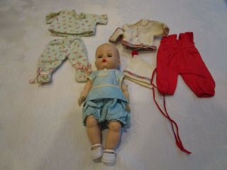 Vintage Vogue Ginnette Baby Doll W/outfits Pjs Snow Suit Very Good