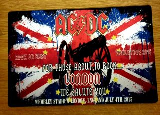 Ac/dc Rock Or Bust World Tour London Wembley July 2015 12x8 Metal Sign