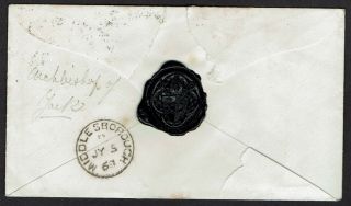 1d Pink Envelope London 1868 Black Wax Seal Coat Of Arms Archbishop Of York