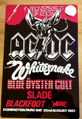 1981monsters Of Rock Castle Donington Ac/dc Whitesnake Slade 8x12 " Metal Sign